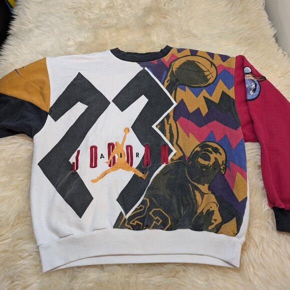 Rare Michael Jordan AOP Embroidered Vintage 90's Crewneck Sweater - Picture 1 of 16